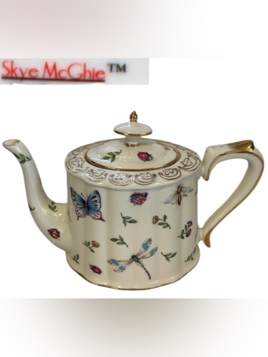 Skye McGhie Other - SKYE MCGHIE PORCELAIN TEAPOT ‘FLORAL WHISPERS’ BUTTERFLY DRAGONFLY